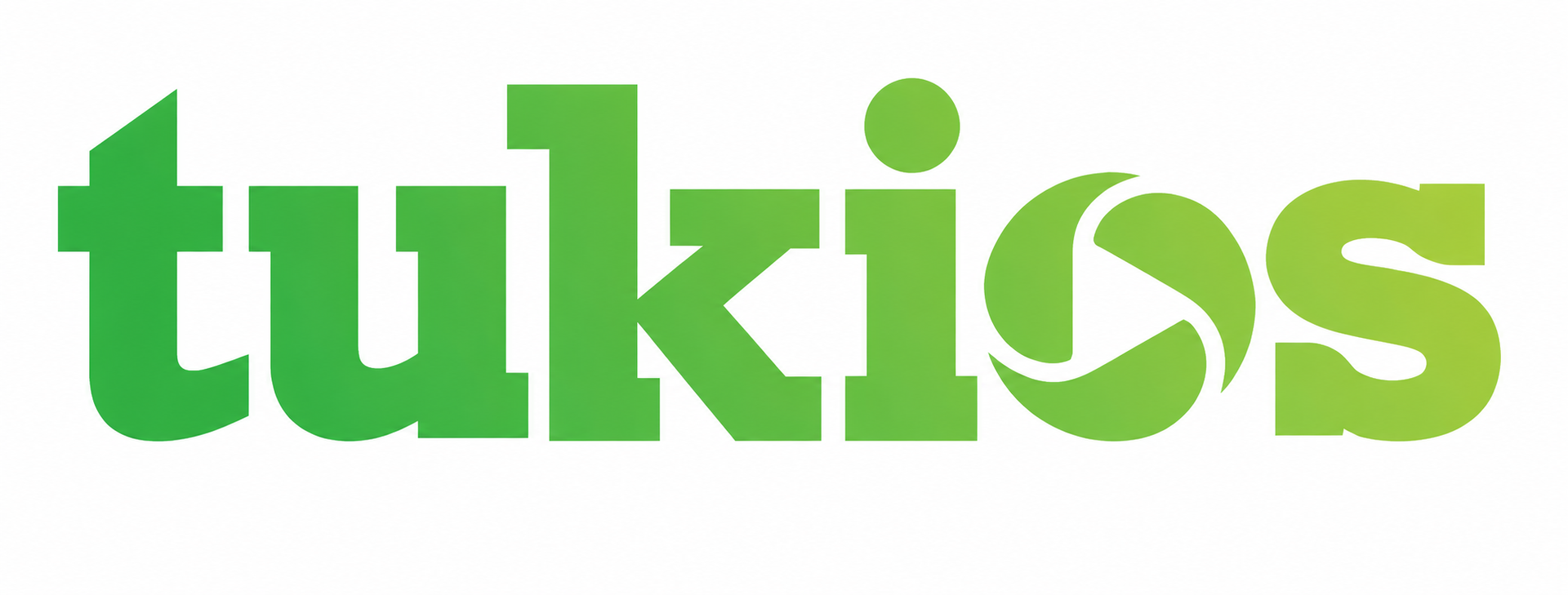 Green “tukios” logo on white background