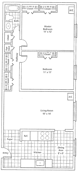 Floor Plan: 2 Bed · 1 Bath