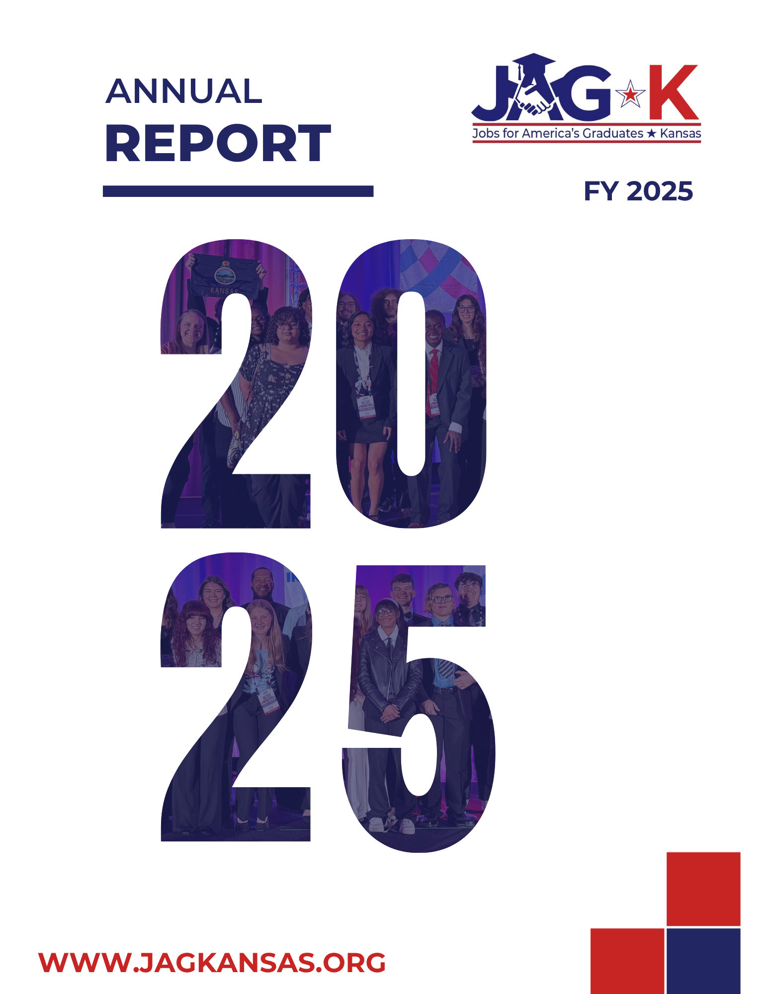 JAG-K Annual Report FY 2025 cover with large purple “2025” and red-blue logo accents