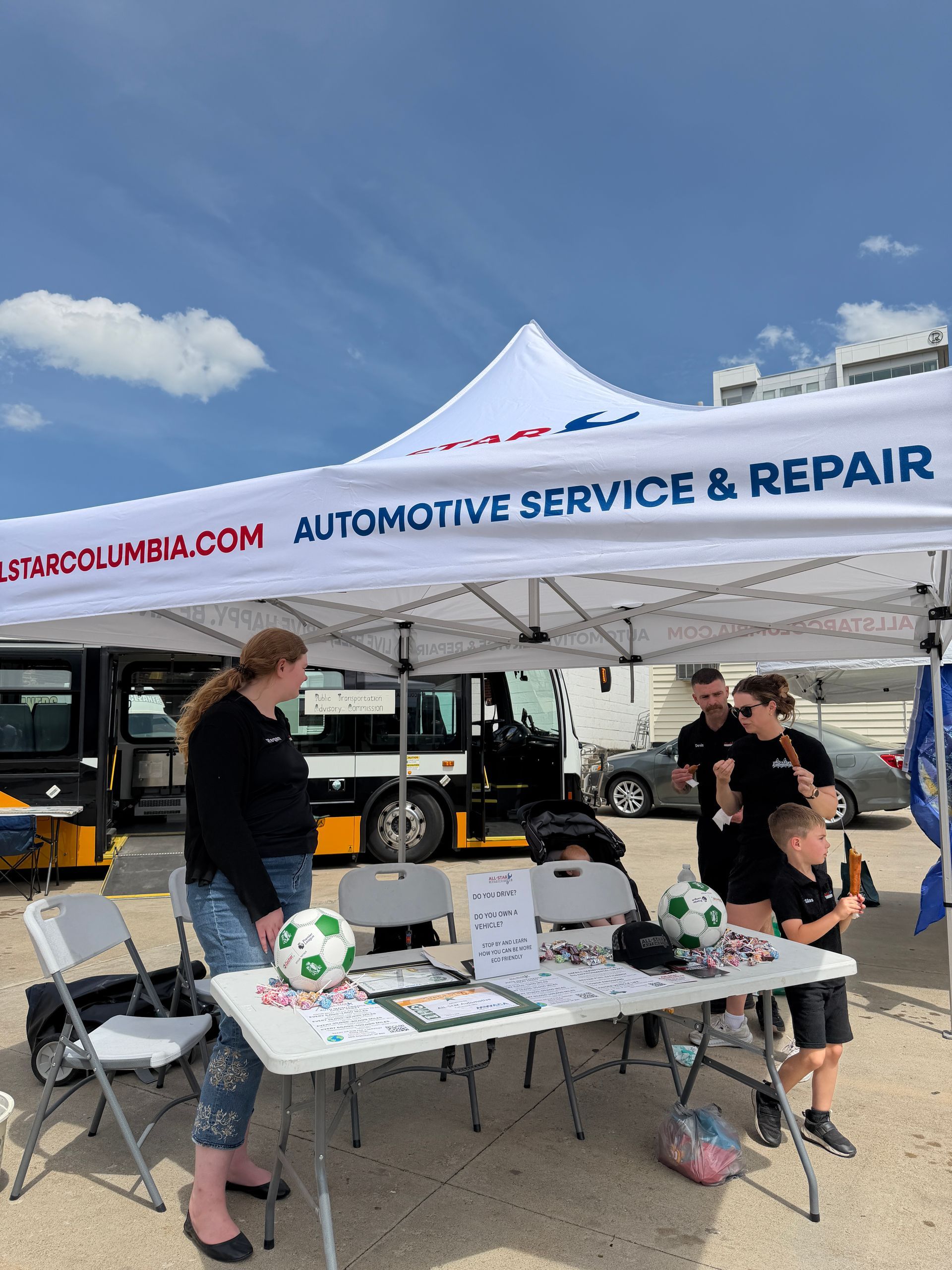 All-Star Automotive tent set up at the Columbia Earth Day Festival. 