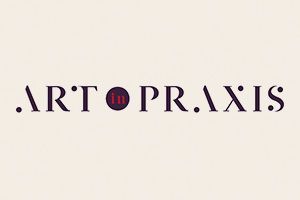 ART TO PRAXIS logo in dark purple serif text with a red circled “II” on a cream background