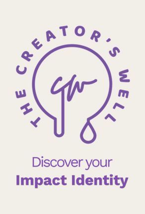 Purple logo with lightbulb and “The Creator’s Well” above “Discover your Impact Identity”