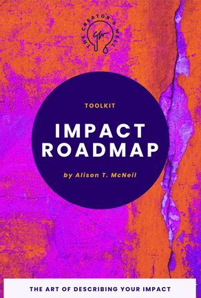 Purple and orange book cover titled “Toolkit Impact Roadmap” by Alison T. McNeill
