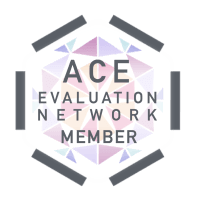 ACE Evaluation Network Member logo with pastel geometric shapes and gray text.