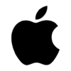Black Apple logo on a white background