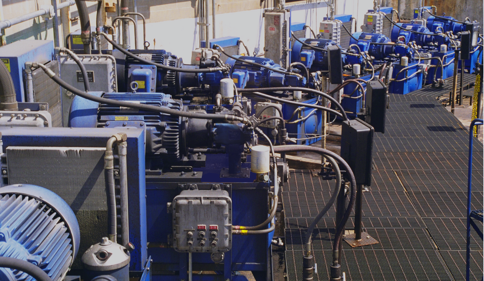 Explosion-proof hydraulic power units in downtown Beverly Hills, California, circa ~1996