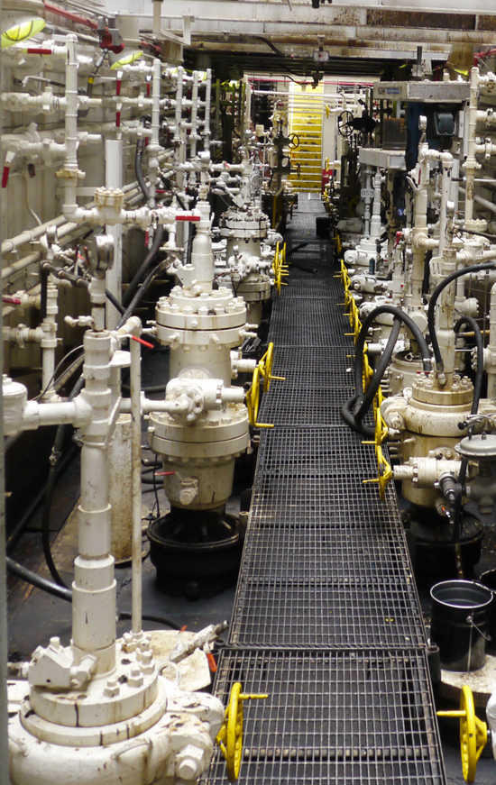 Multi-Well Subterranean Cellar with several HRP Below Ground Cylinders in Beverly Hills, California USA circa 2001. (Venoco)
