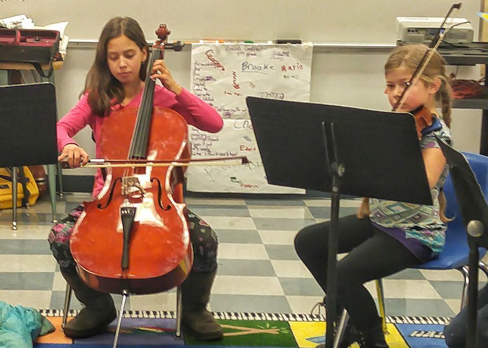 Art for All image of violin and cello students