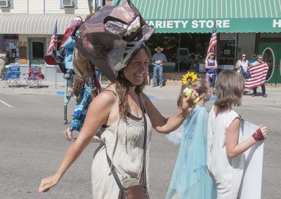 Community and Parade Band at Cherry Days with puppet head gear