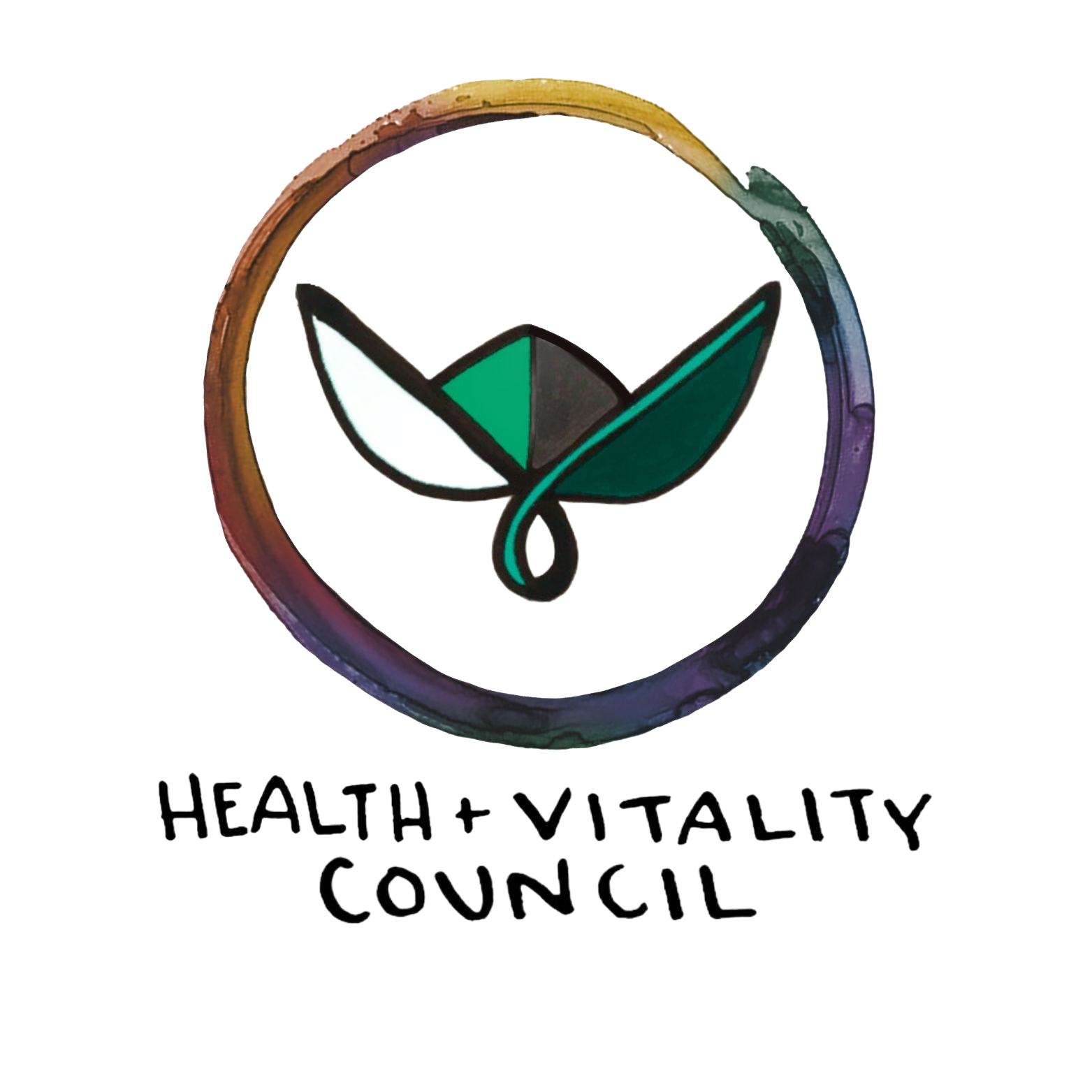 Health Vitality Council logo with a multicolor circular leaf emblem on white background