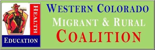 Western Colorado Migrant & Rural Coalition logo with red, blue, and yellow text and a health-education emblem