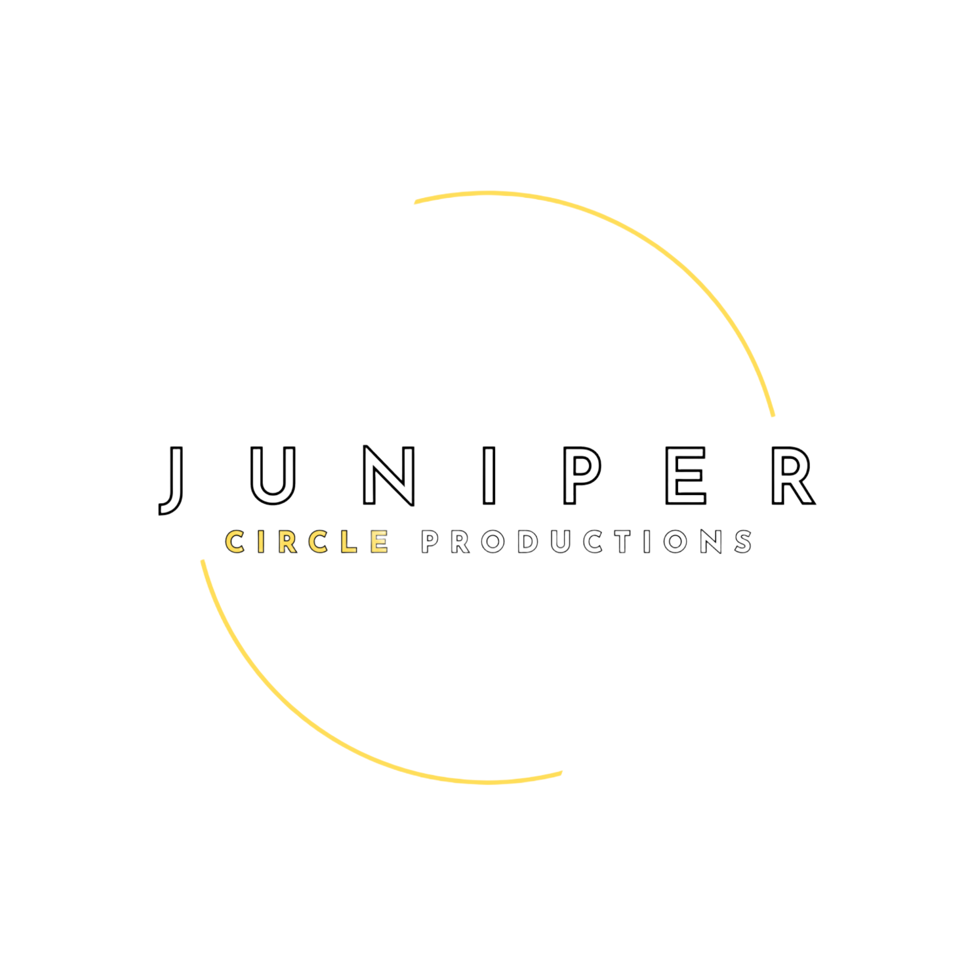 JUNIPER Circle Productions logo with thin gold arcs on a white background