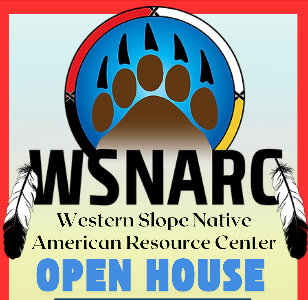 WSNARC Open House poster with blue bear paw logo and red, yellow, and blue background