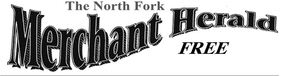 The North Fork Merchant Herald logo with the word “FREE” in black and white