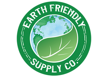 Earth Friendly Supply Co. green circular logo with leaf and globe icon