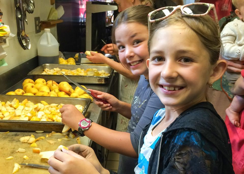 Two girls preparing lunch image