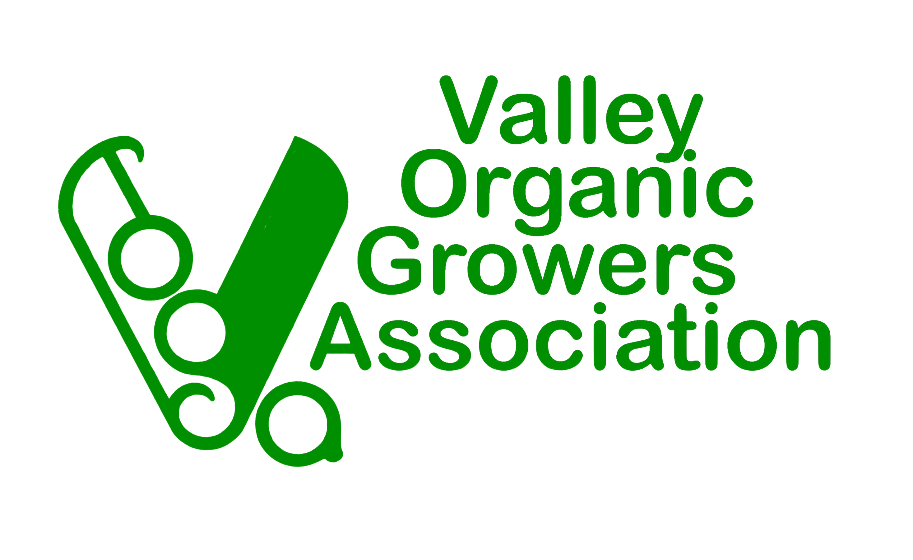 Green Valley Organic Growers Association logo with stylized green vine and circles