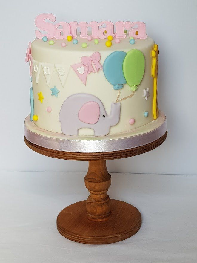 elephant baby birthday cake