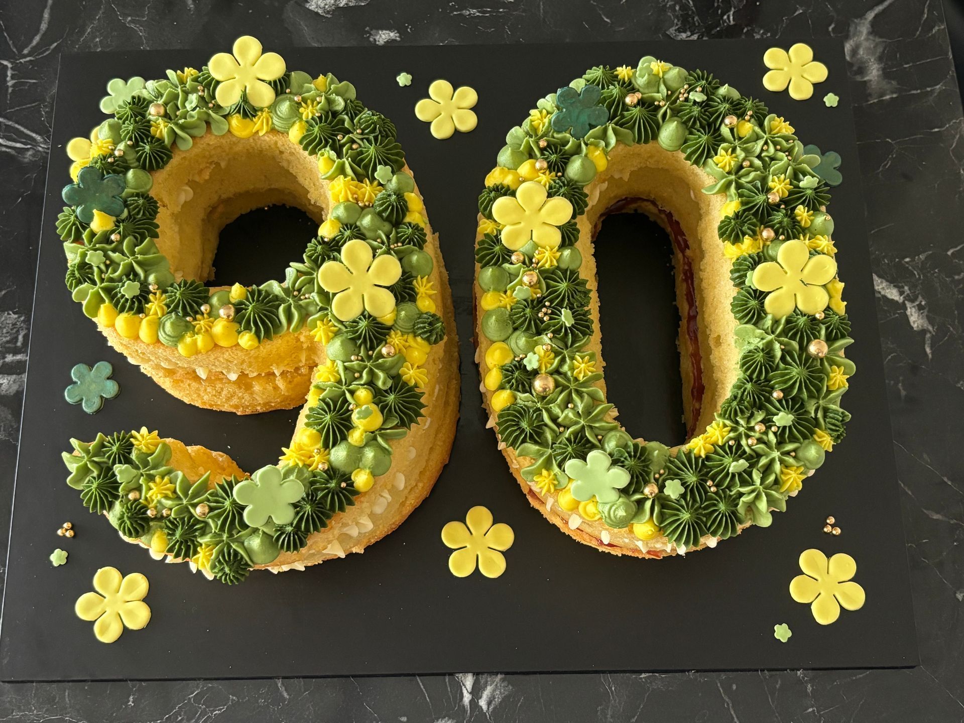 Green & Yellow 90th cake