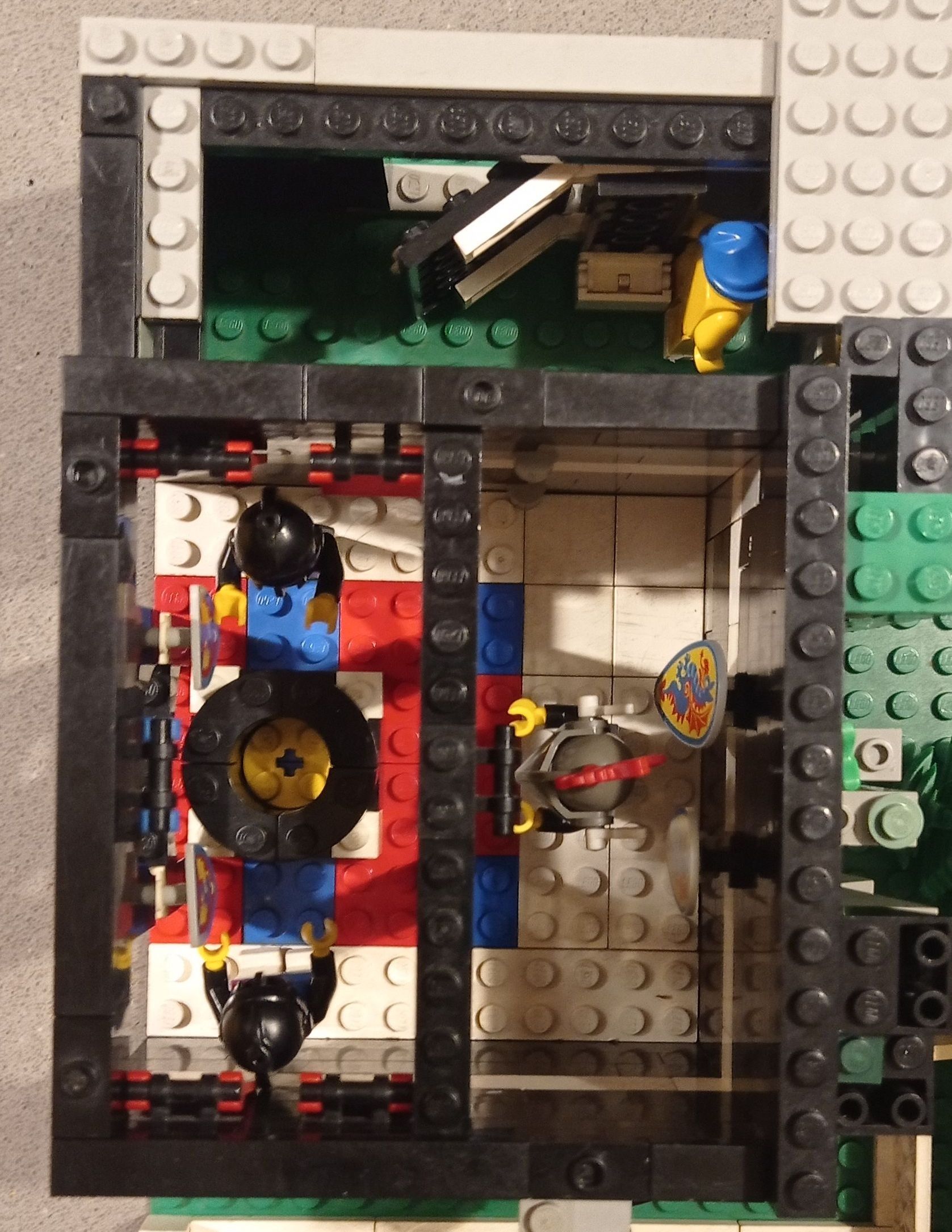 An aerial view of a lego model of a house