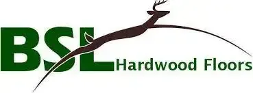 The logo for bsl hardwood floors has a deer on it.