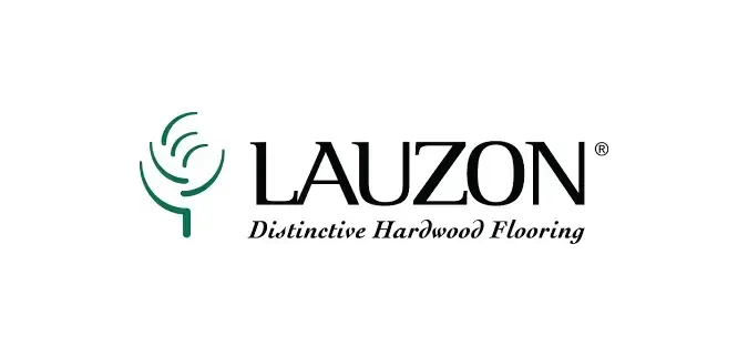 The lauzon distinctive hardwood flooring logo is on a white background.