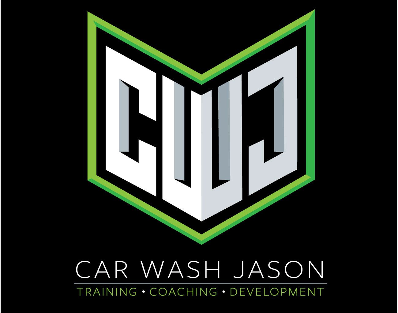 A car wash jason logo on a black background
