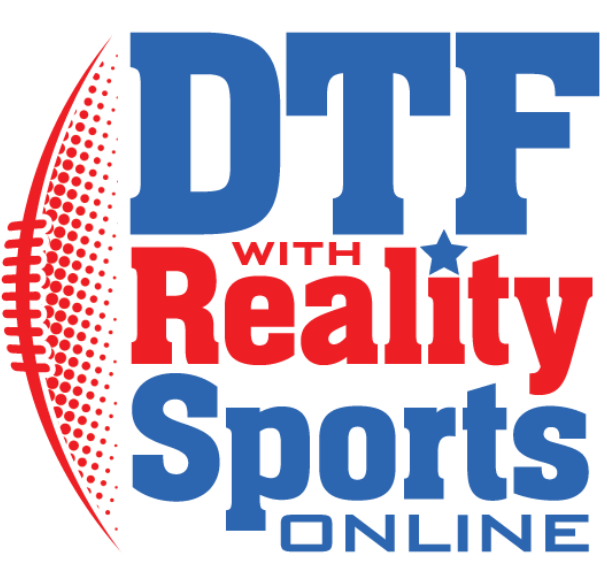 A logo for dtf with reality sports online