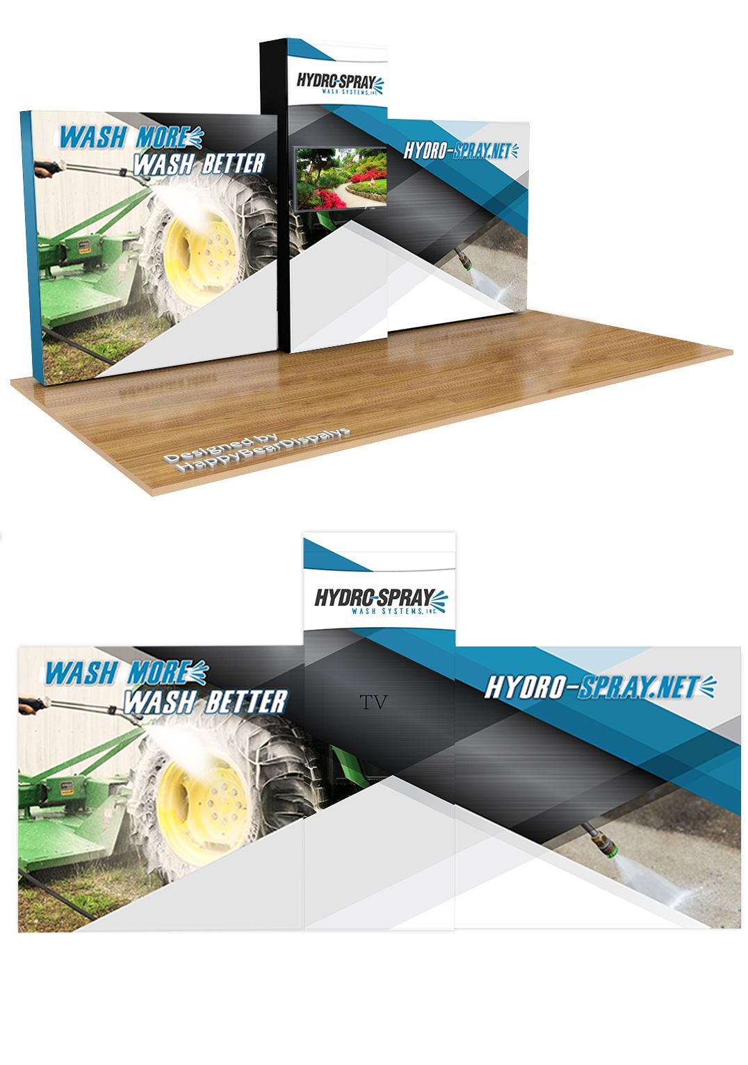 Trade show booth featuring Hydro-Spray pressure washing equipment