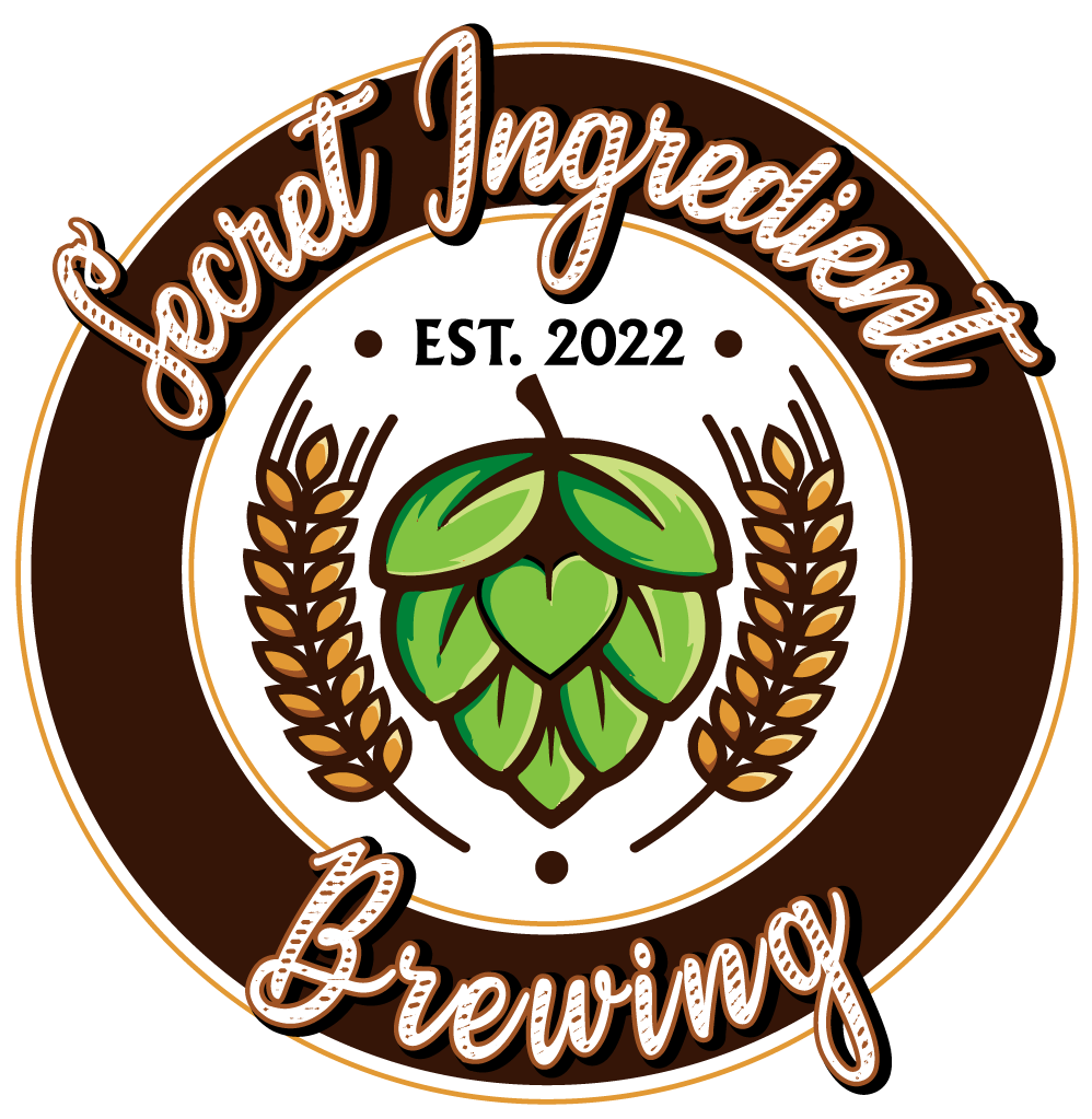 A logo for a company called secret ingredients with a hop and wheat ears.
