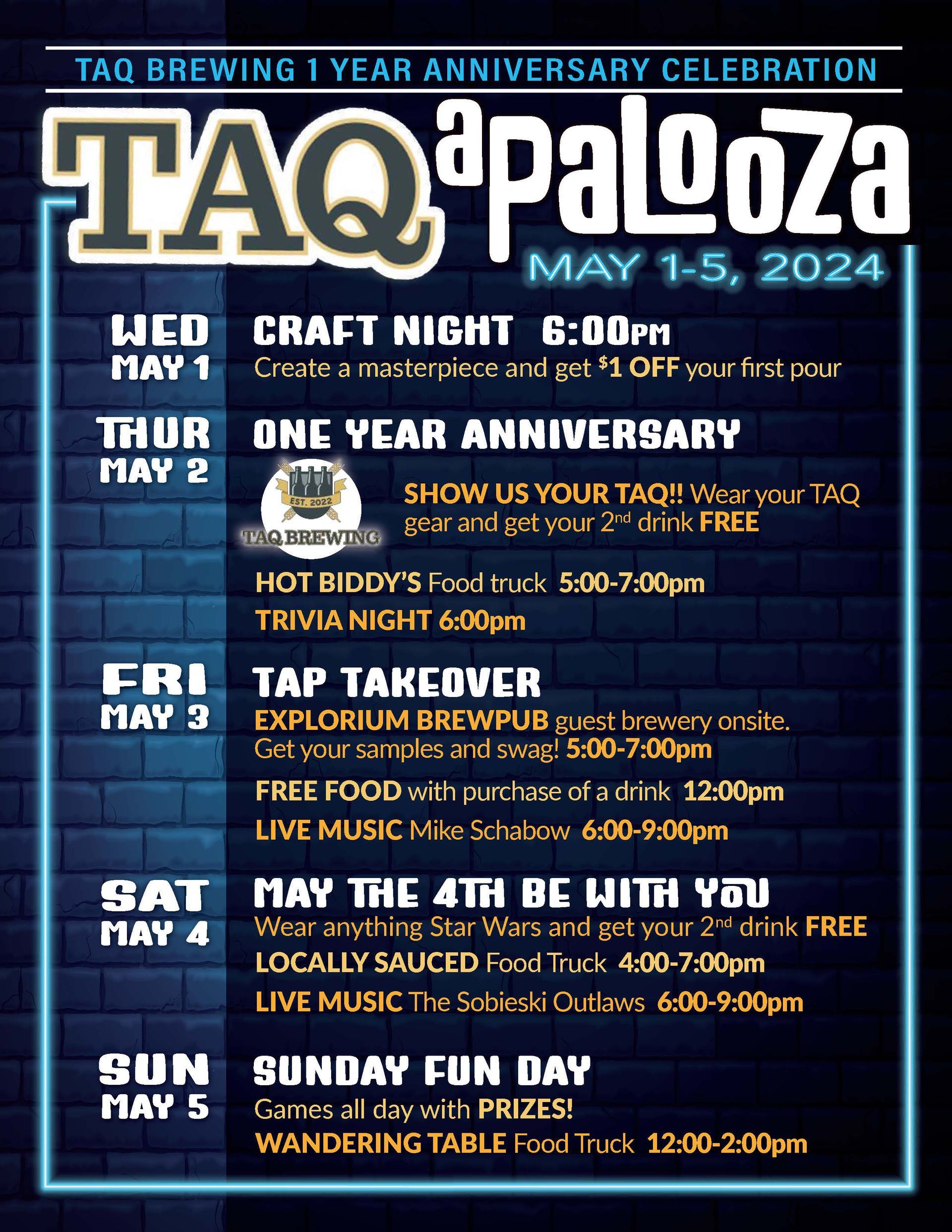 A poster for a one year anniversary celebration