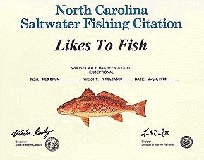 North Carolina Saltwater Fishing Citation