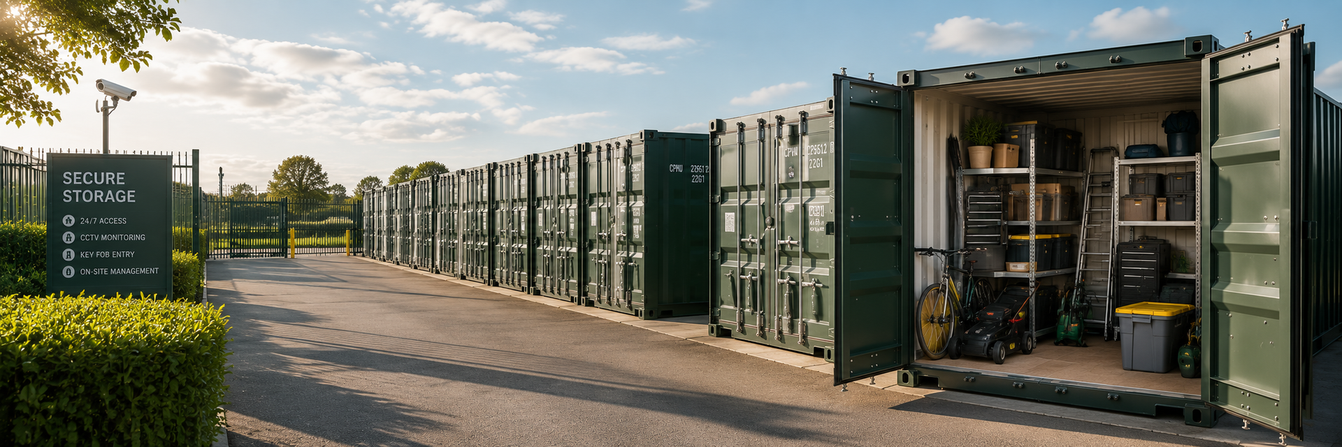 Secure shipping container storage facility near Ipswich in Suffolk