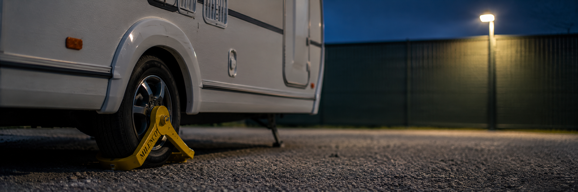 Wheel lock fitted to a touring caravan to improve security | Suffolk Caravans