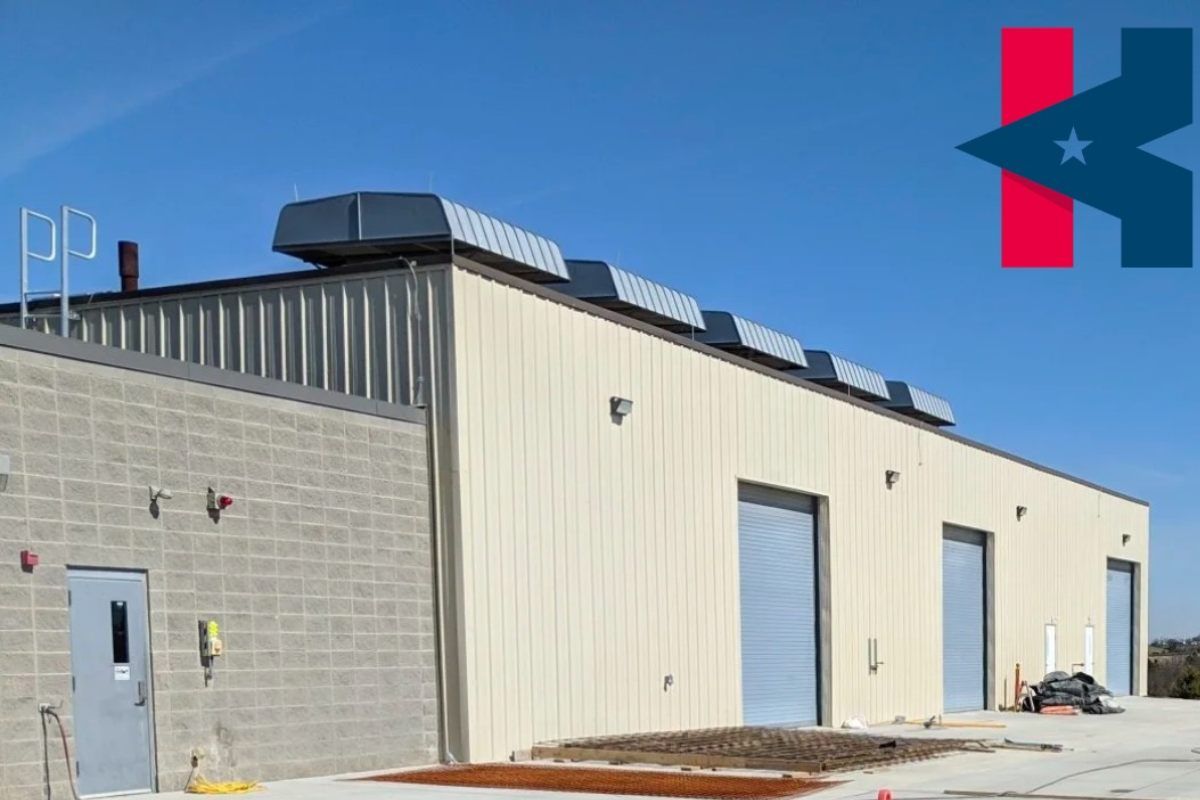 A commercial steel building near Lexington, Kentucky (KY)