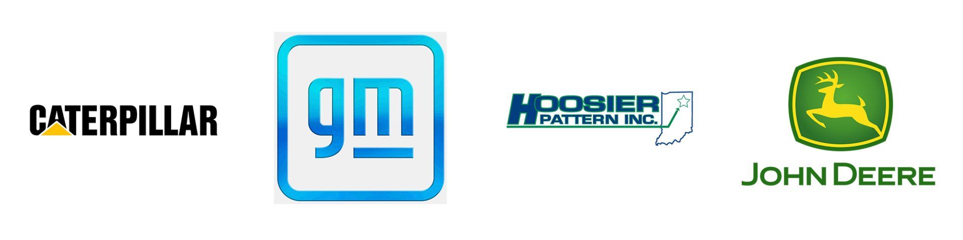 caterpillar, gm, Hooiser and John Deere Logos