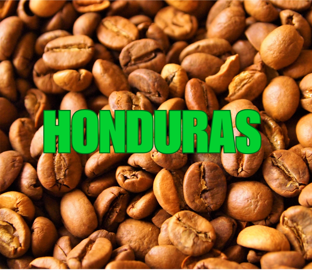 Granos de café con la palabra