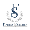 Findley & Silcher, LLC logo with dark blue monogram and laurel wreath on white background