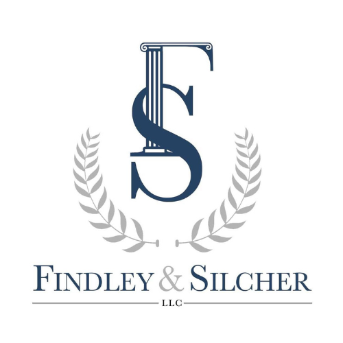 Findley & Silcher, LLC logo with dark blue monogram and laurel wreath on white background