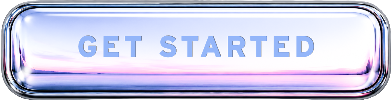Glossy pastel “GET STARTED” button with blue text and a pink-purple glow
