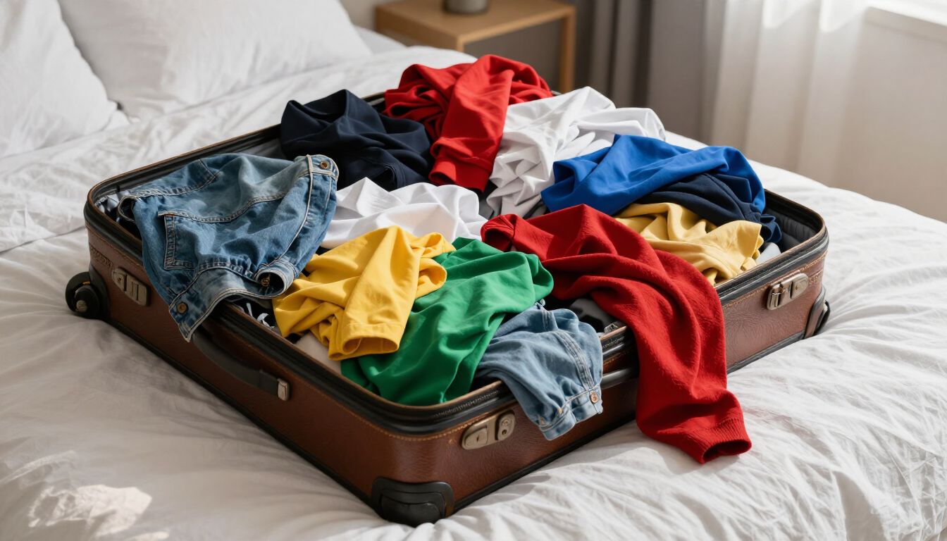 Overpacked suitcase image