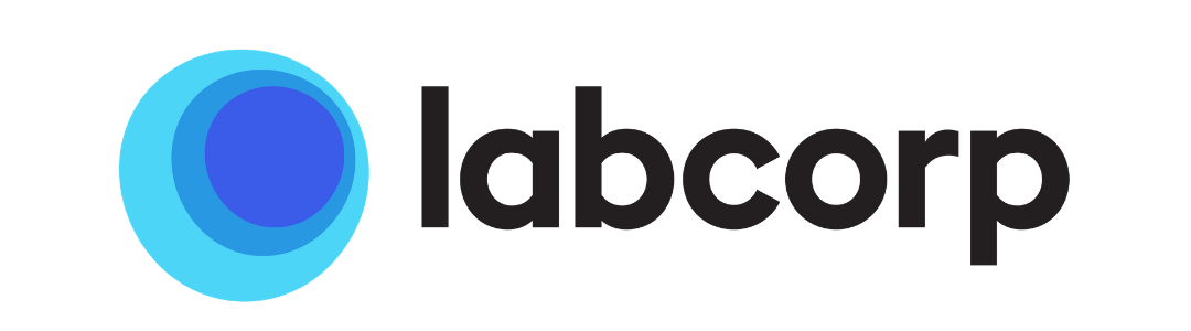 Labcorp logo with blue circular icon and black text