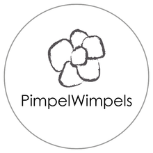 Rond grijs pictogram met een gestileerde bloemtekening en de tekst