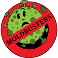 Moldbuster logo: green moldy circle inside red prohibition sign with diagonal black text