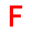 Une lettre f rouge est sur fond blanc.