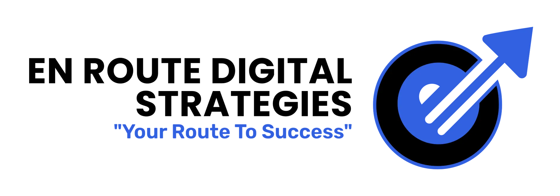 The logo for en route digital strategies shows a target with an arrow pointing up.