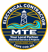MTE Electric Contractor logo in blue and white