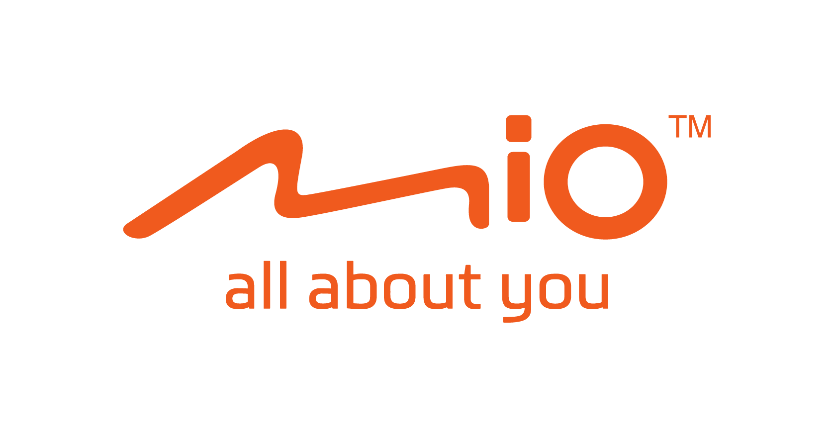 白色背景上的橙色“MiO”標誌,標語為“一切為了你”。