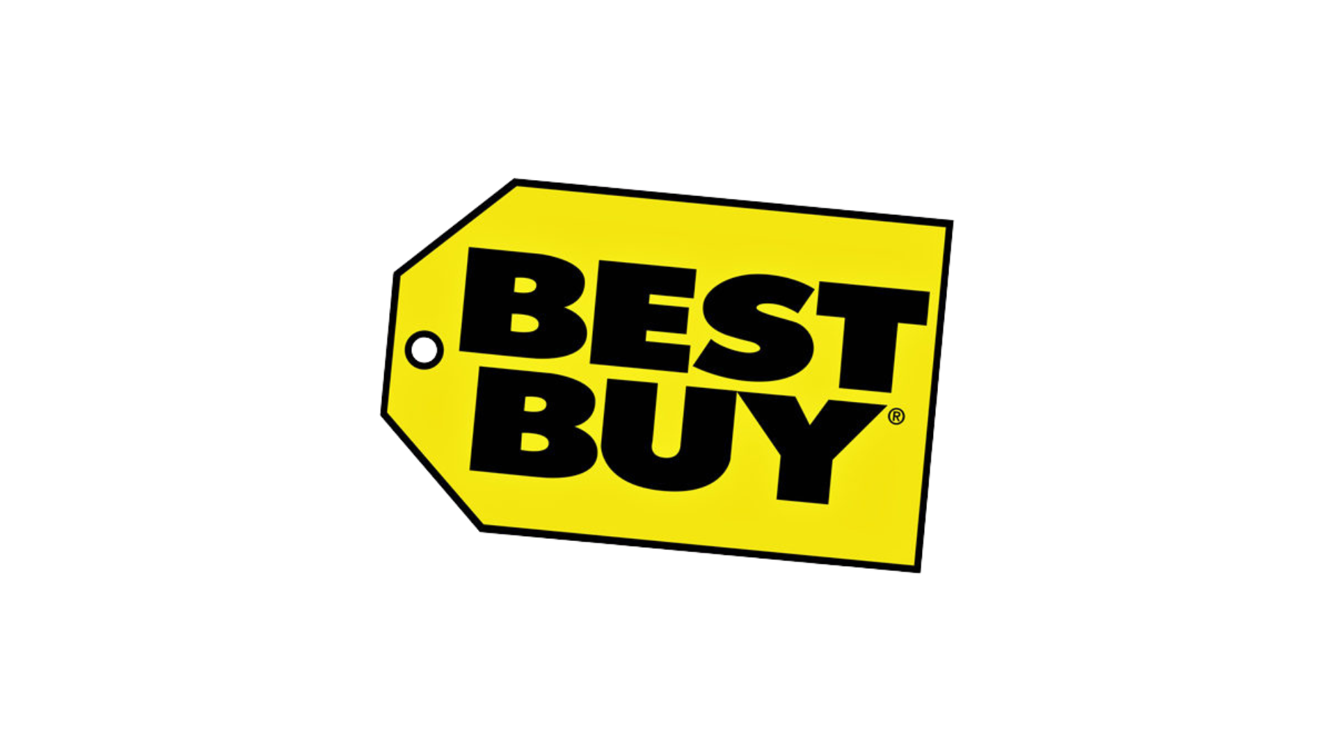 A yellow tag is floating in the air on a white background.