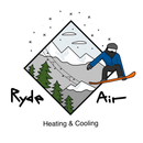 Ryd Air Heating & Cooling logo with mountain scene and snowboarder in blue jacket.